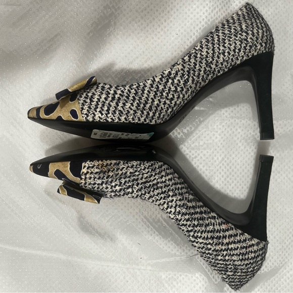 Tory Burch Cleo Tweed & Silk Bow Pump Women’s Sz 7.5 - Picture 6 of 13